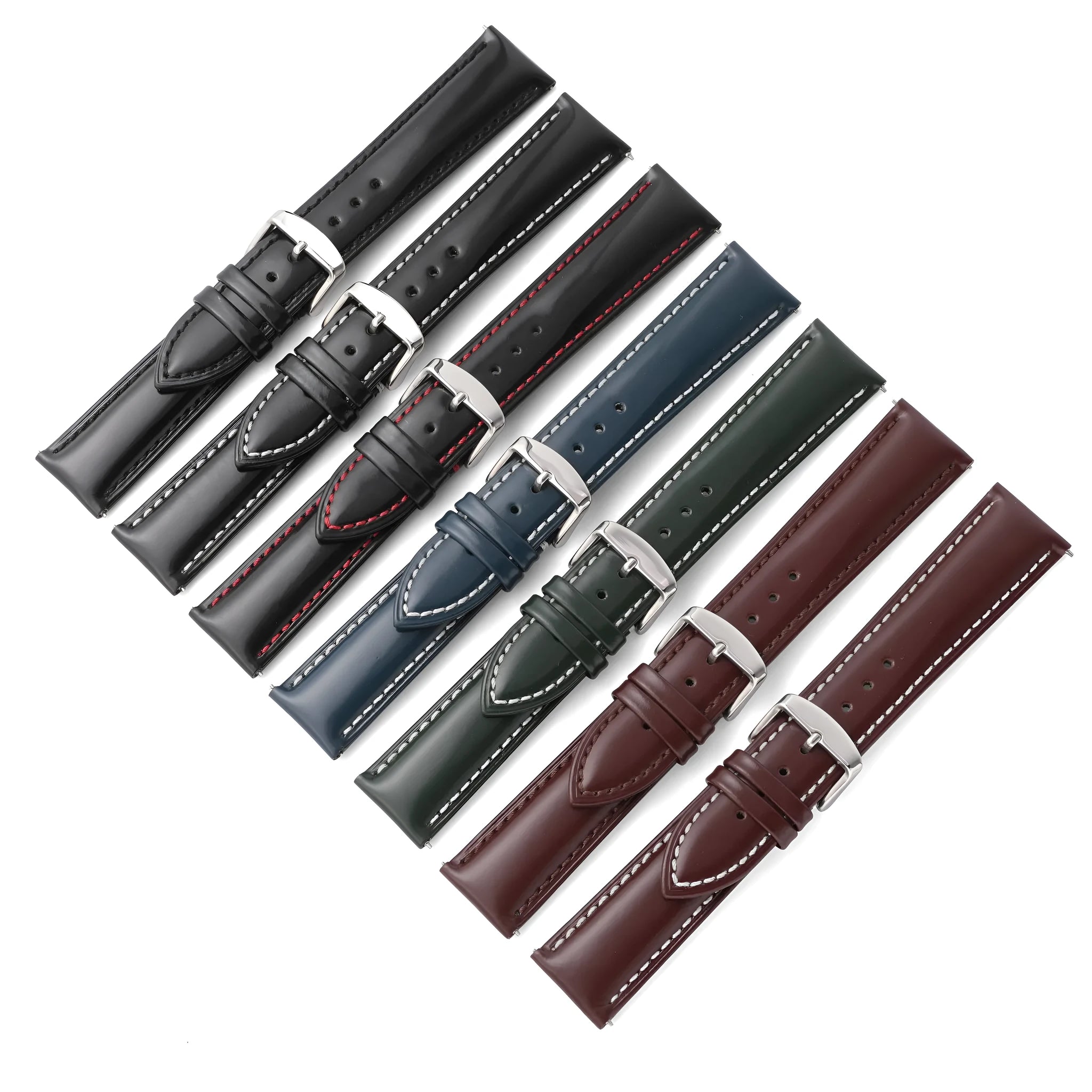 Quick release leather watch strap in multiple width sizes and colour options
