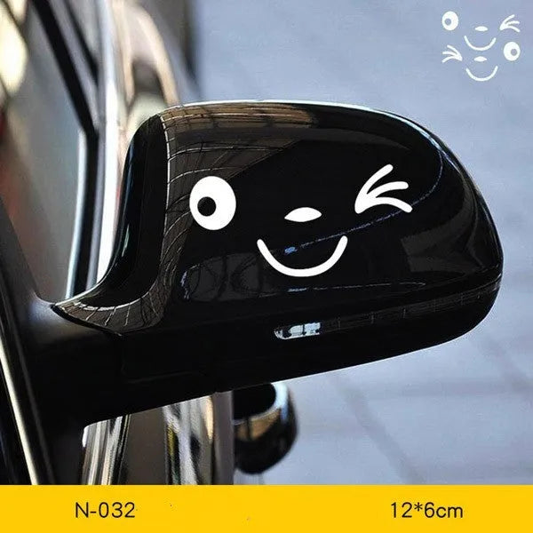 Reflective cartoon eye car stickers for rearview mirror decoration on electric vehicles