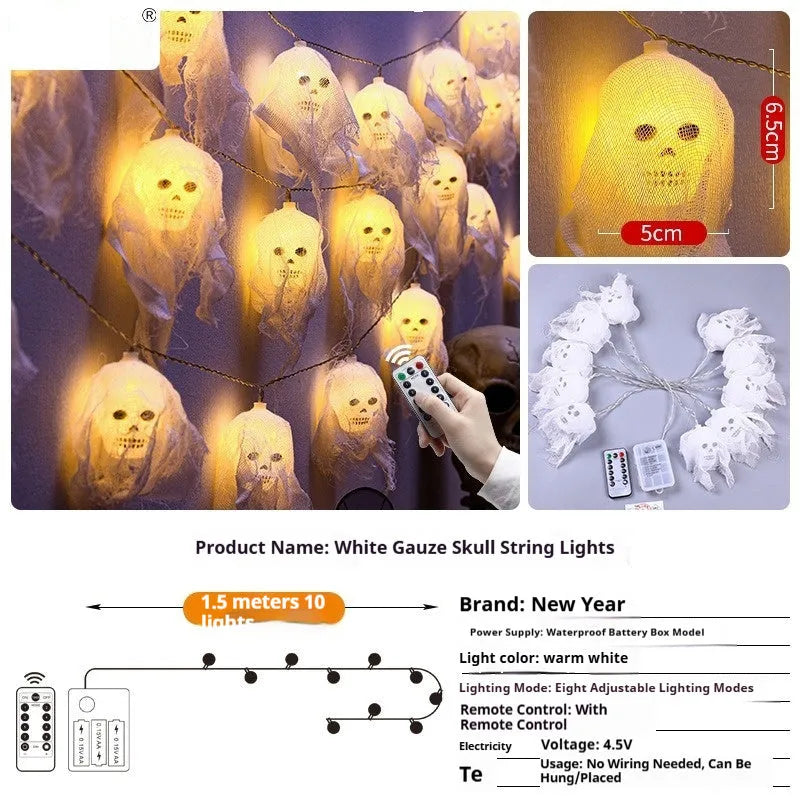 Battery-powered Halloween coloured LED lights with plastic housing for indoor wall decoration
