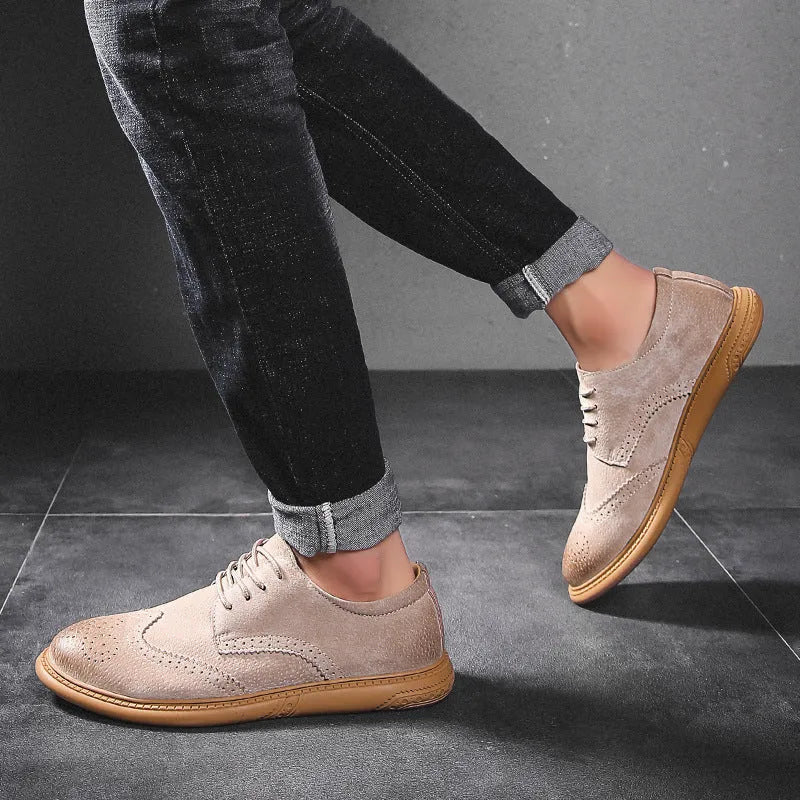 Men's black leather business oxford shoes with lace-up front and rubber sole.