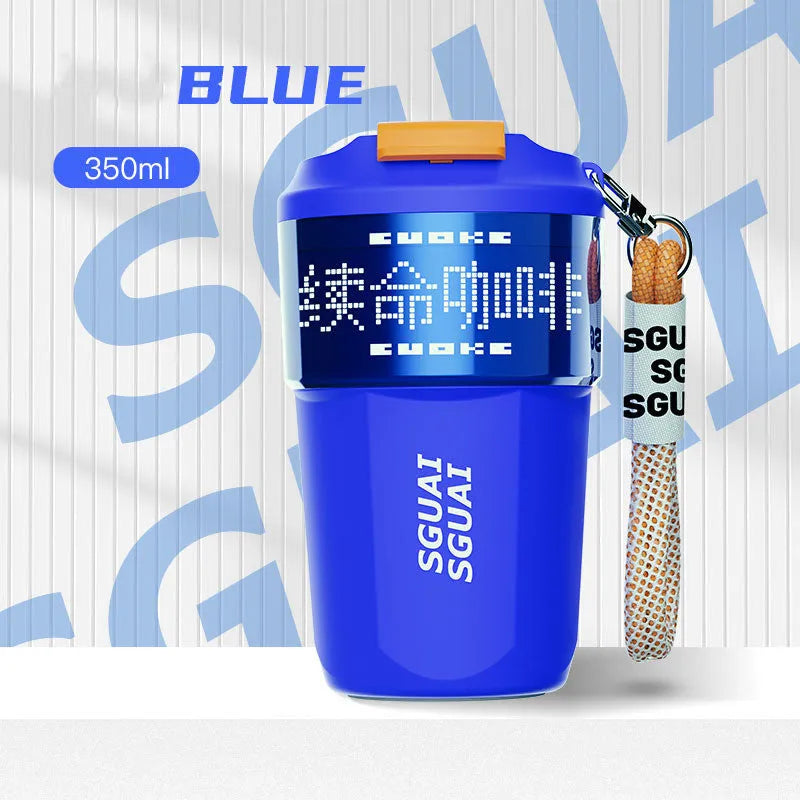 Japanese style 316 stainless steel portable coffee cup under 50mL capacity in blue colour