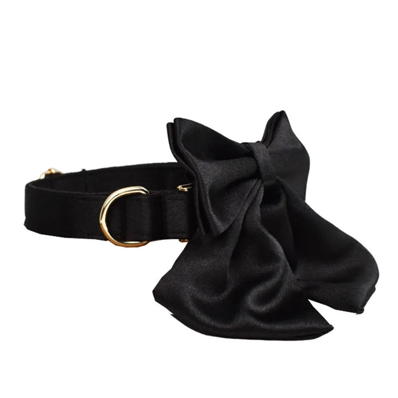 Cloth dog chest strap harness complete set with leash, bow accessory, and matching vest