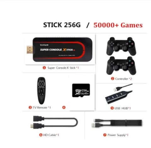 Super X retro video game console with HDMI port showing memory configuration options