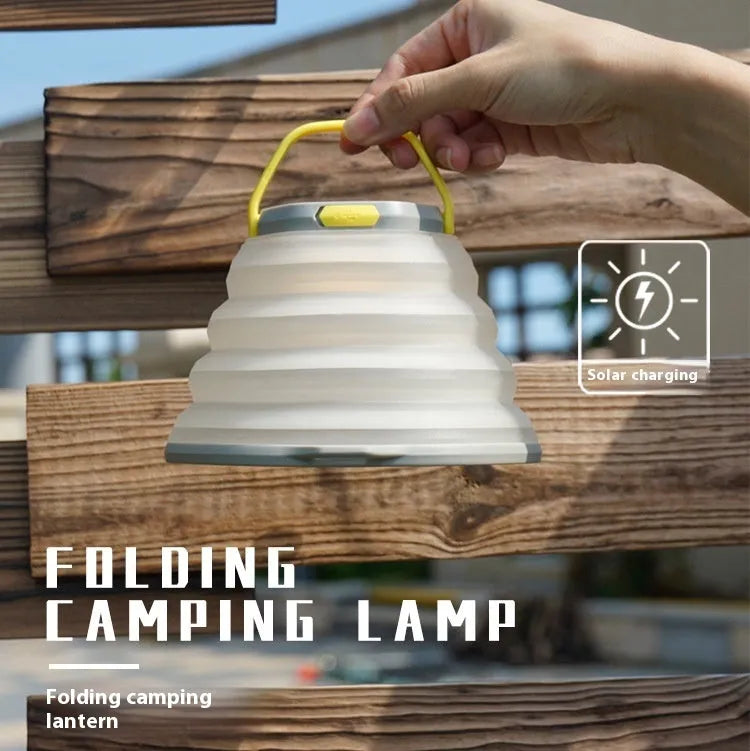 White portable camping lamp with large capacity and single-key cycle switch for tent and outdoor lighting