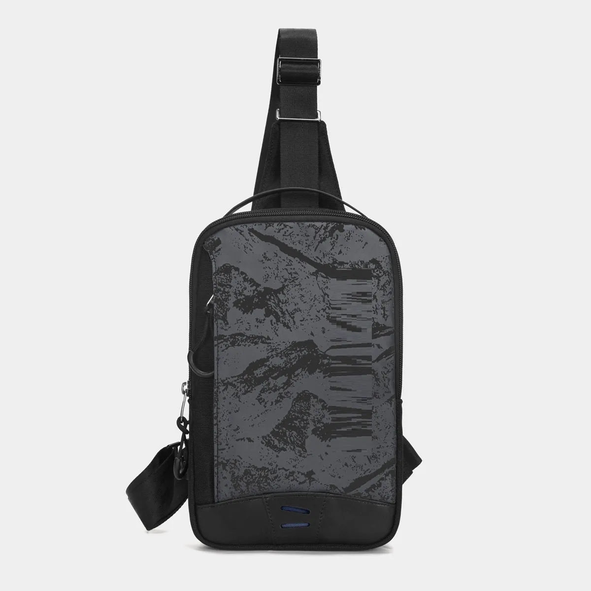 Casual black TPU chest bag with single shoulder strap and soft handle.