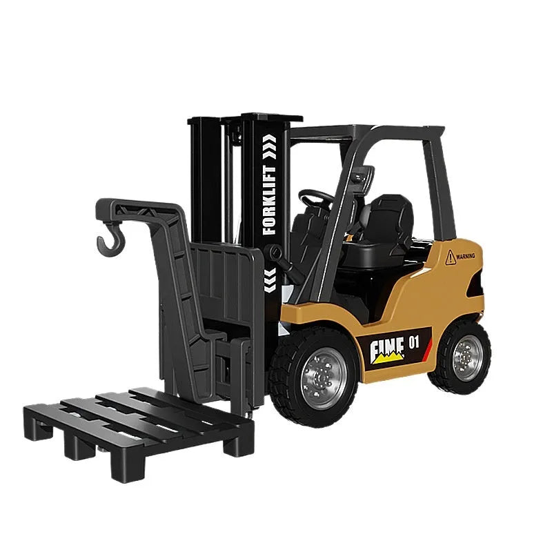 1:64 scale Bluetooth remote-control alloy forklift model with obstacle course accessories