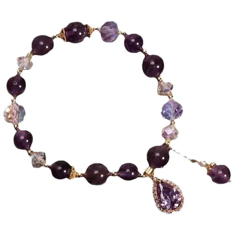 Purple amethyst crystal bracelet with micro inlay detailing for women's jewellery