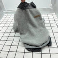 Grey two-piece dog sweater with detachable collar hoodie on a pet model