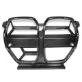 Black dry carbon fibre front bumper grille with 3K weave for BMW M3 M4 G80 G82 models.