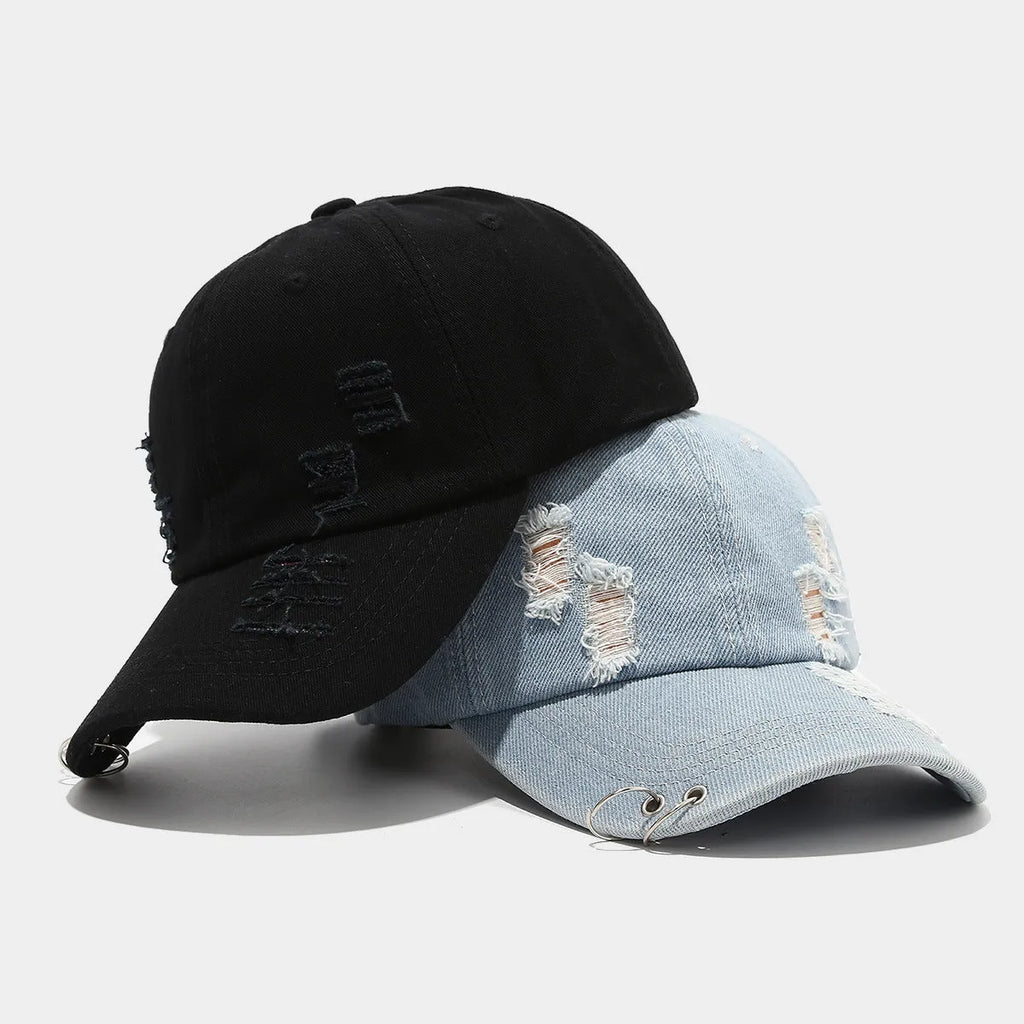 Men's denim baseball cap with adjustable strap in light blue jeans colour