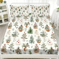 Christmas tree 3D printed fitted sheet set with two pillowcases, chemical fibre, sizes 180x200 and 200x220