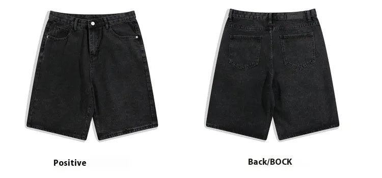 Men's light blue denim shorts with a straight leg and mid waist on a neutral background.
