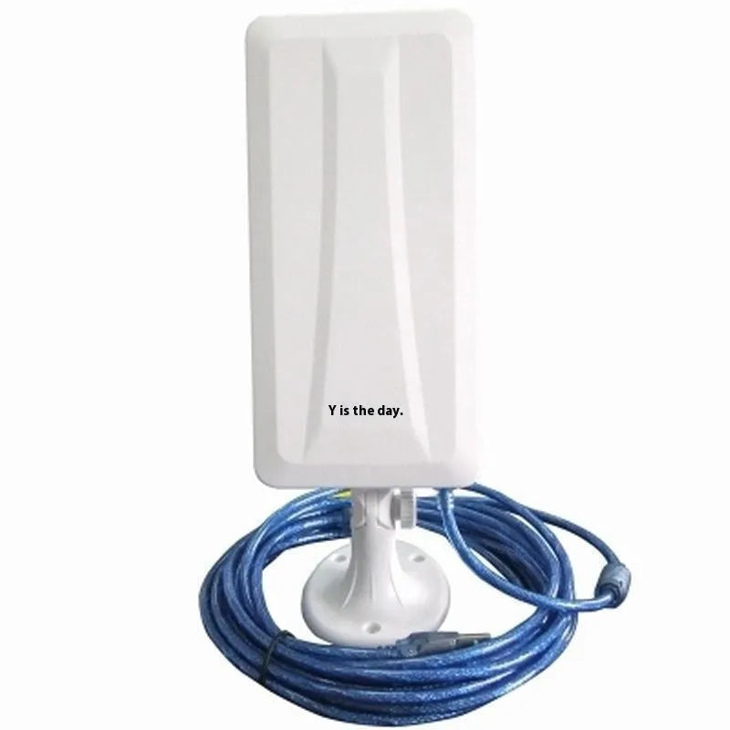 White USB wireless network card with high power signal booster for computer connectivity