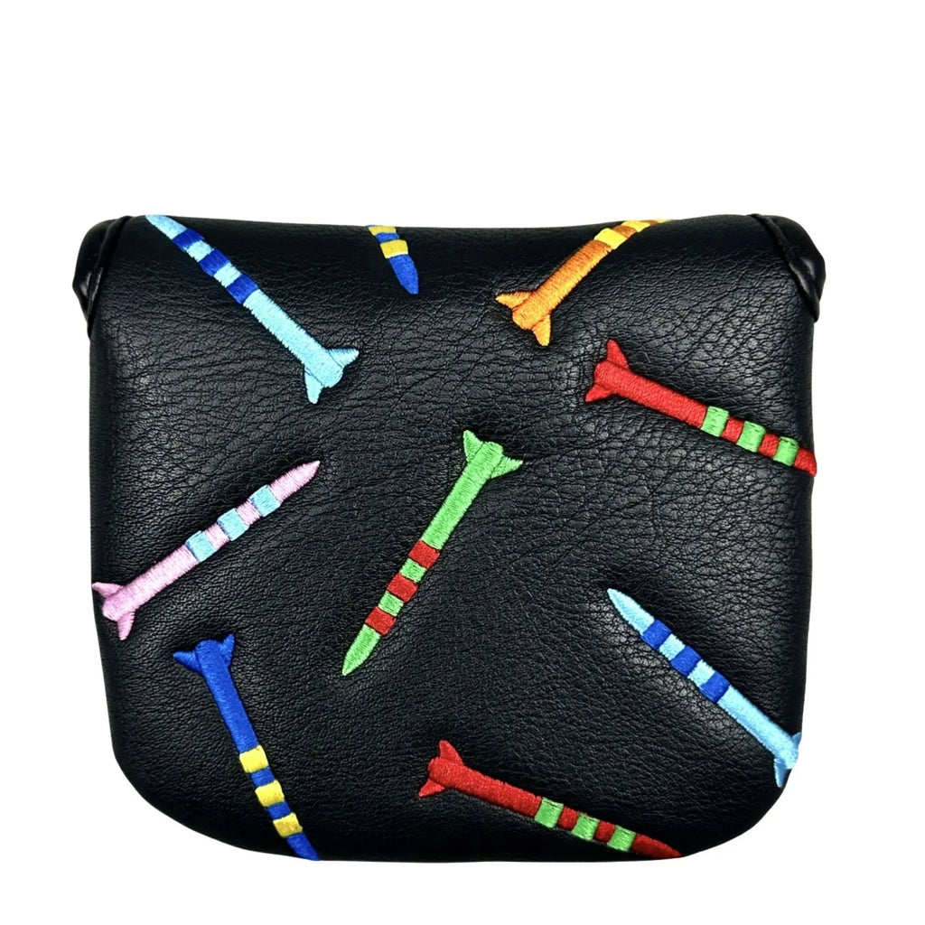 Square golf putter protective sleeve with rocket pattern in PU leather material