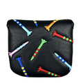 Square golf putter protective sleeve with rocket pattern in PU leather material