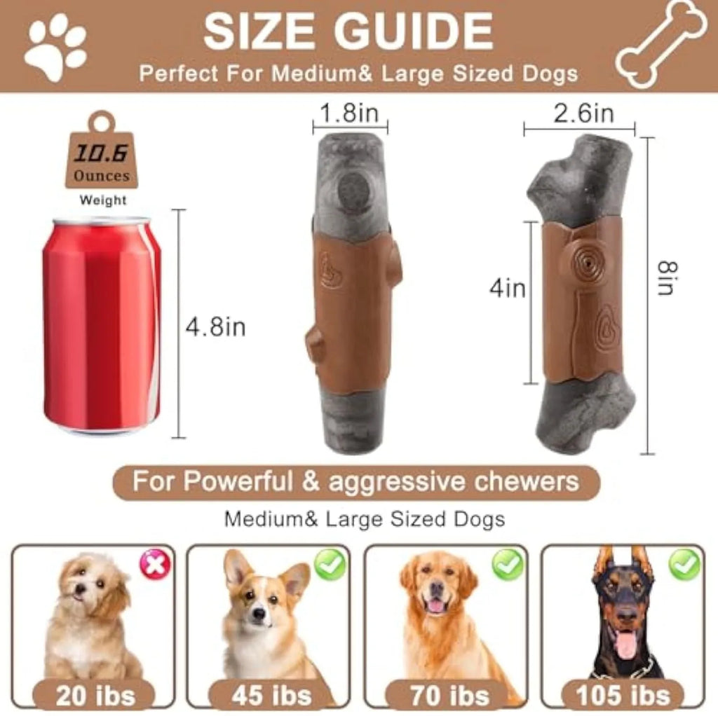 Large branch-shaped dog chew toy made from durable nylon for aggressive chewers.