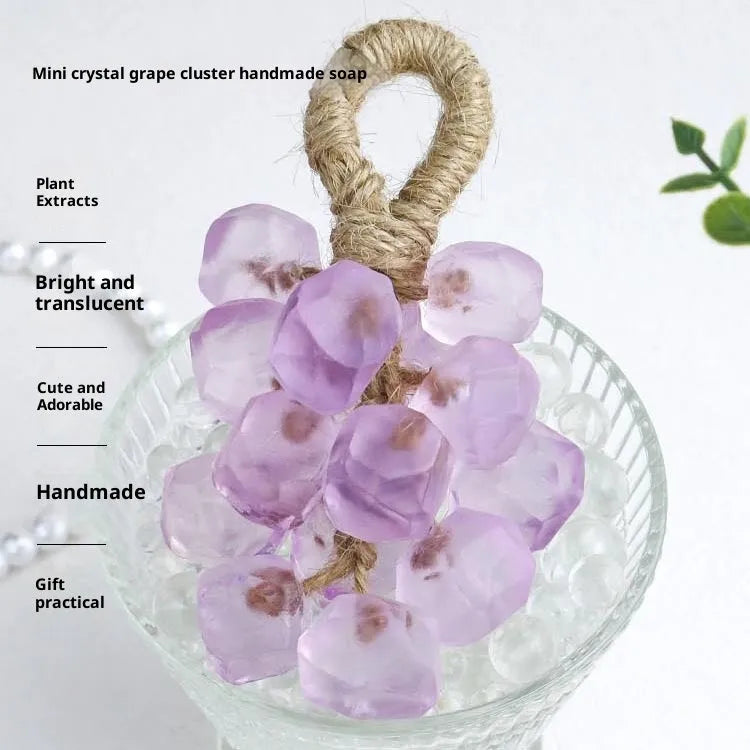 Handmade grape soap with brown cotton string and gift box, 25g, peach and deep purple colour options