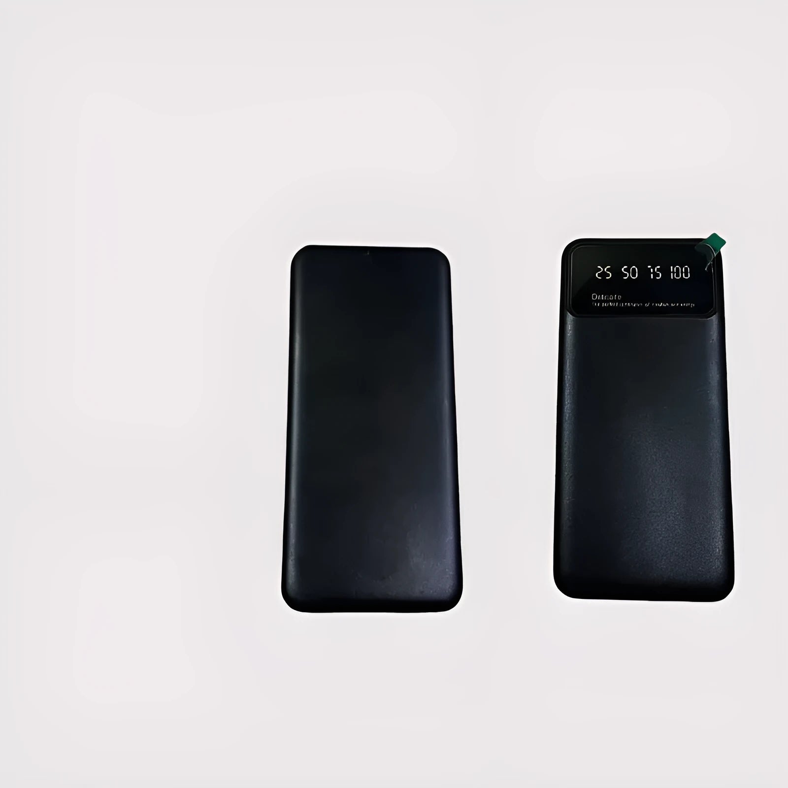 Black ultra-thin power bank with 10000 mAh capacity showing compact portable design