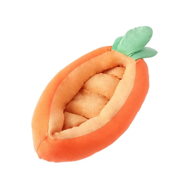 Carrot-shaped dog mattress with removable cover in carrot colour for pets up to 18 jin