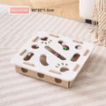 Green brown felt cat scratching toy box with internal maze holes measuring 30cm