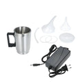Automotive headlamp renovation kit with stainless steel cups, elbow covers, funnels and power adapters