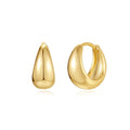 Geometric brass earclip earrings with round design in gold electroplated finish