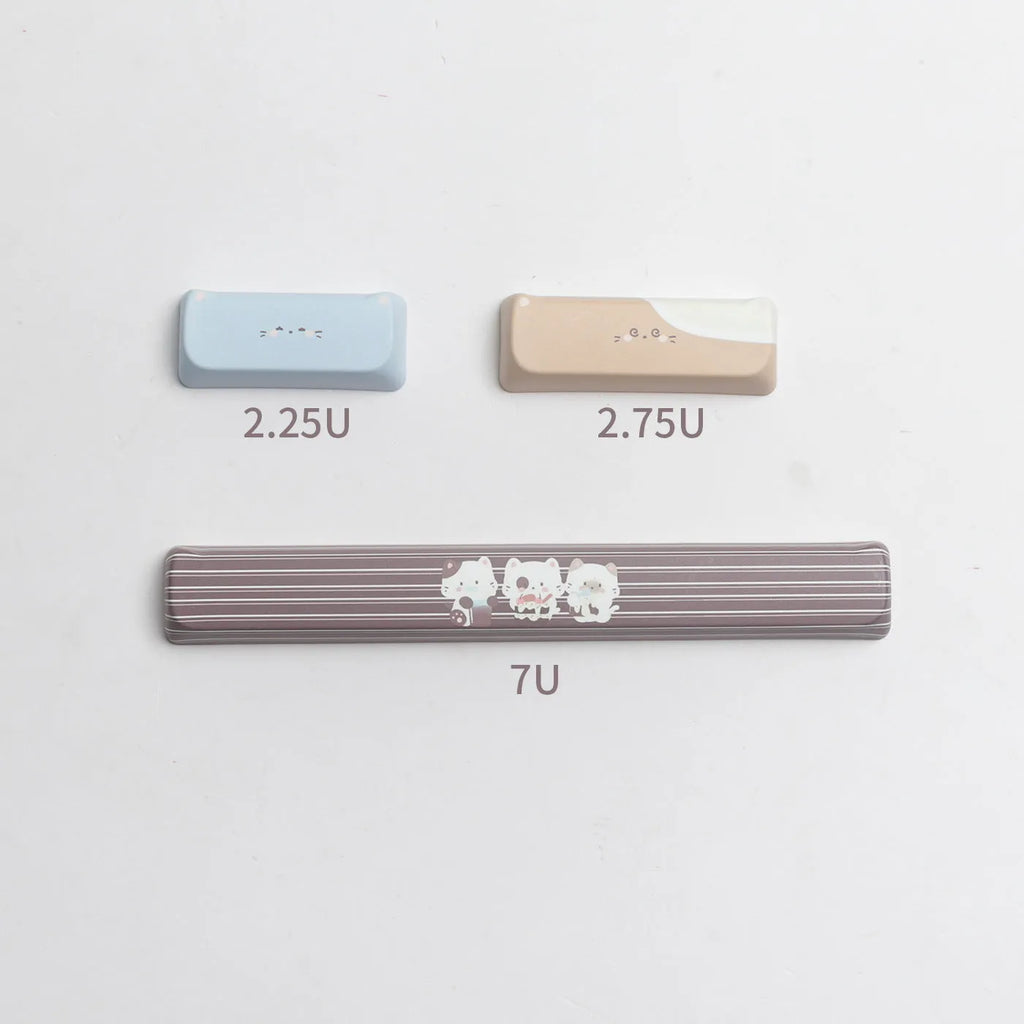 High sea salt cat design PBT key cap set with 7u space bar for March past mechanical keyboards