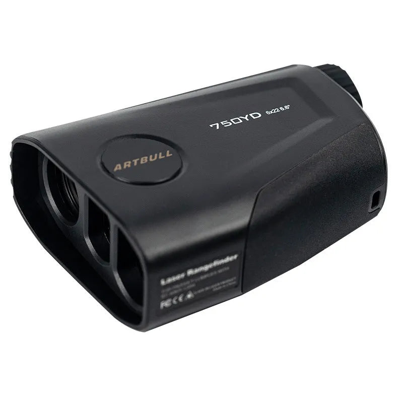Rechargeable golf laser rangefinder with slope compensation and flag lock function showing LCD display