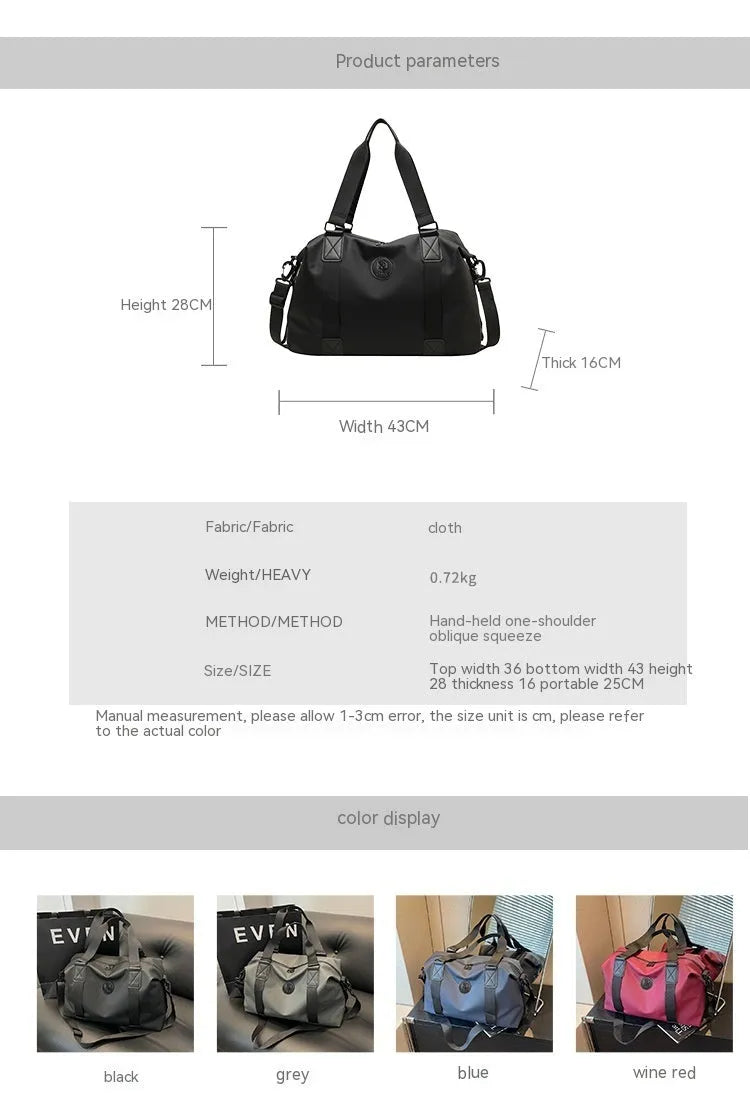 36-55L waterproof Oxford cloth travel bag with breathable back panel in black, grey, red or blue colour