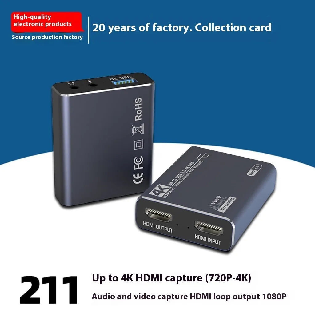 Black 4K gaming set-top box with audio recording functionality and universal system compatibility