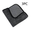 Grey 40x40 centimetre microfiber car wash and drying towel laid flat