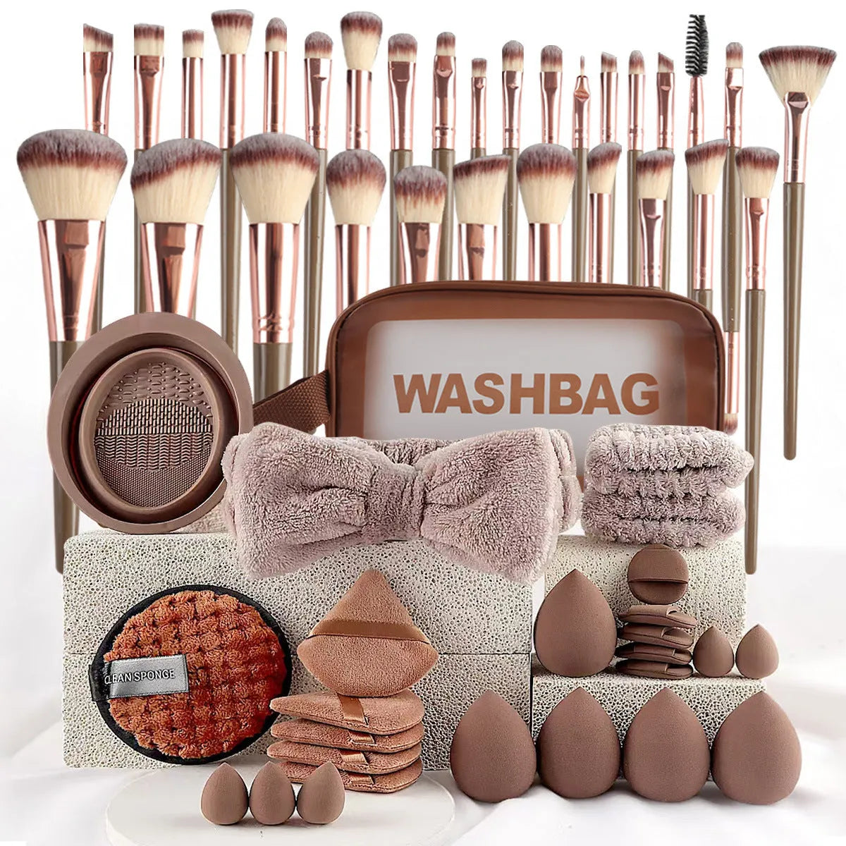 Hydrophilic non-latex beauty tools set with multiple piece counts and colour options