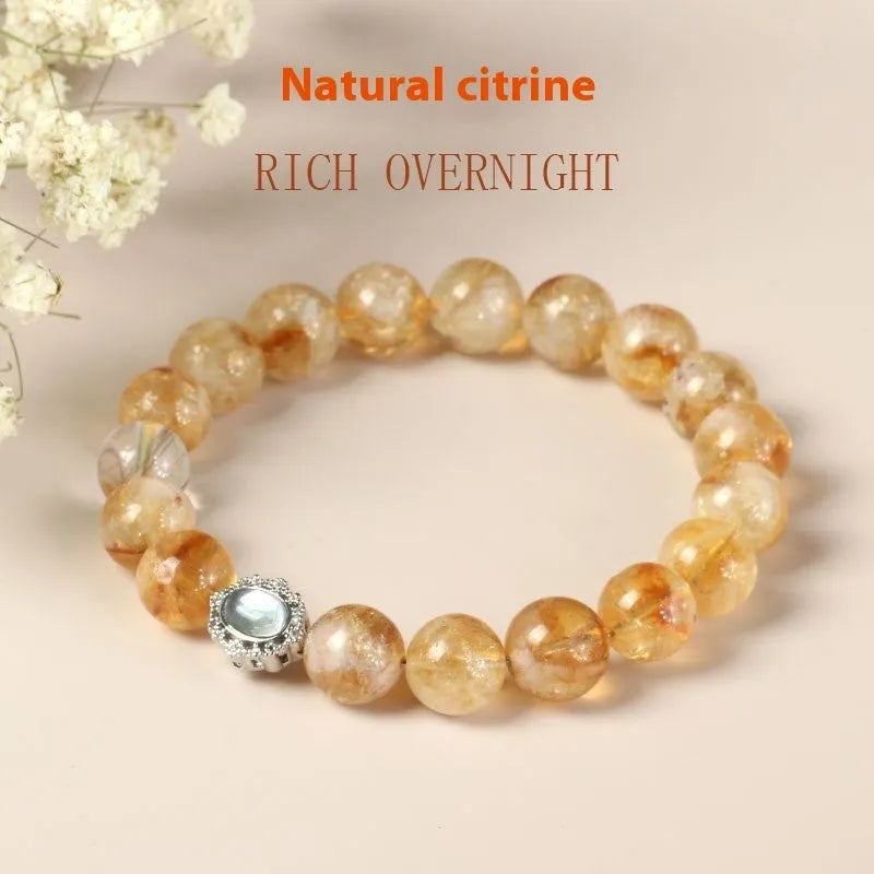 Geometric citrine crystal bracelet with 10mm stone and grinding finish