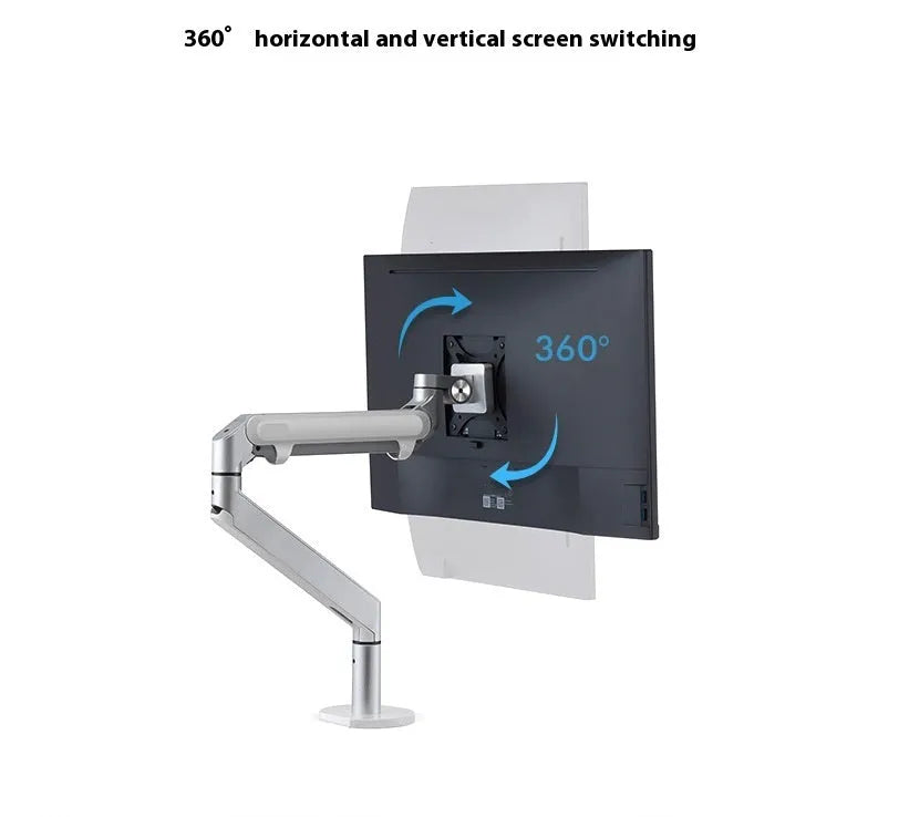 Aluminium alloy notebook arm bracket in silver colour, showing the air pressure adjustment mechanism.