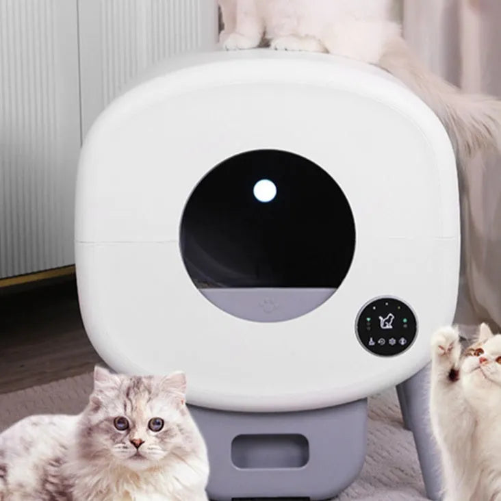Automatic cat toilet cleaning box with ABS plastic construction showing 550mm width