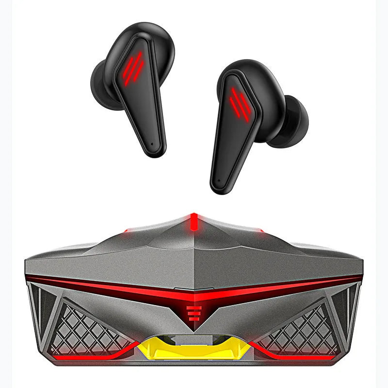 K98 Black Bluetooth wireless headset with earpieces and charging bay
