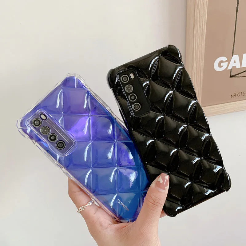 Solid colour silicone diamond phone case for Huawei P40 Pro smartphone on a table
