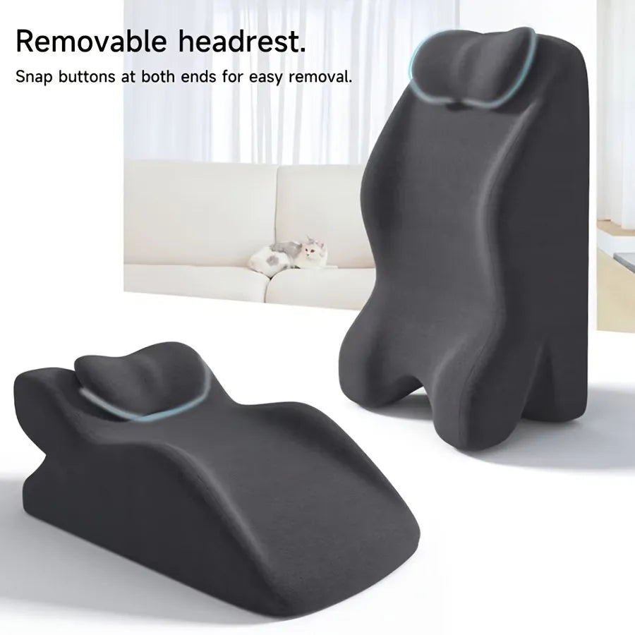 Prone position stomach sleeping pillow in Blue for face-down reading and phone use