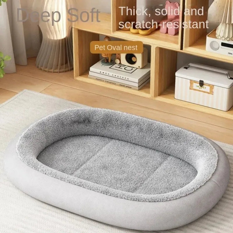 Thickened winter dog kennel for small medium dogs with removable cushion in grey colour.