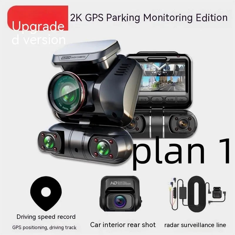 Panoramic car camera with four lenses and 2-inch screen for vehicle surveillance