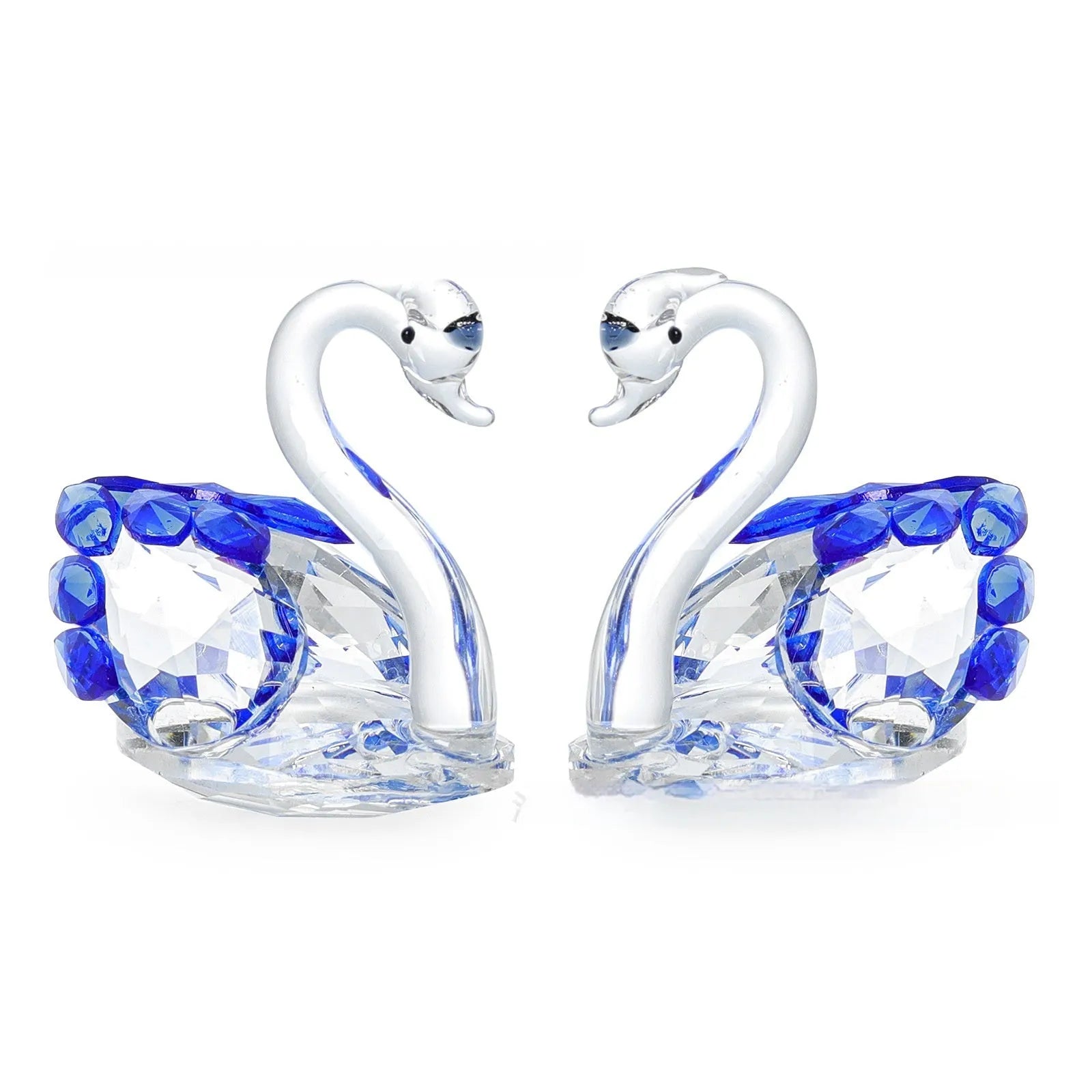 Crystal swan desktop decoration in red, blue, pink, or purple with solid head or drill-ready styles
