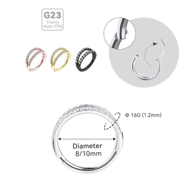 G23 titanium alloy nose ring earring in steel colour, showing a circular ring design for body piercing.
