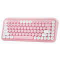 Pink wireless Bluetooth keyboard with 84 keys showing crater architecture buttons