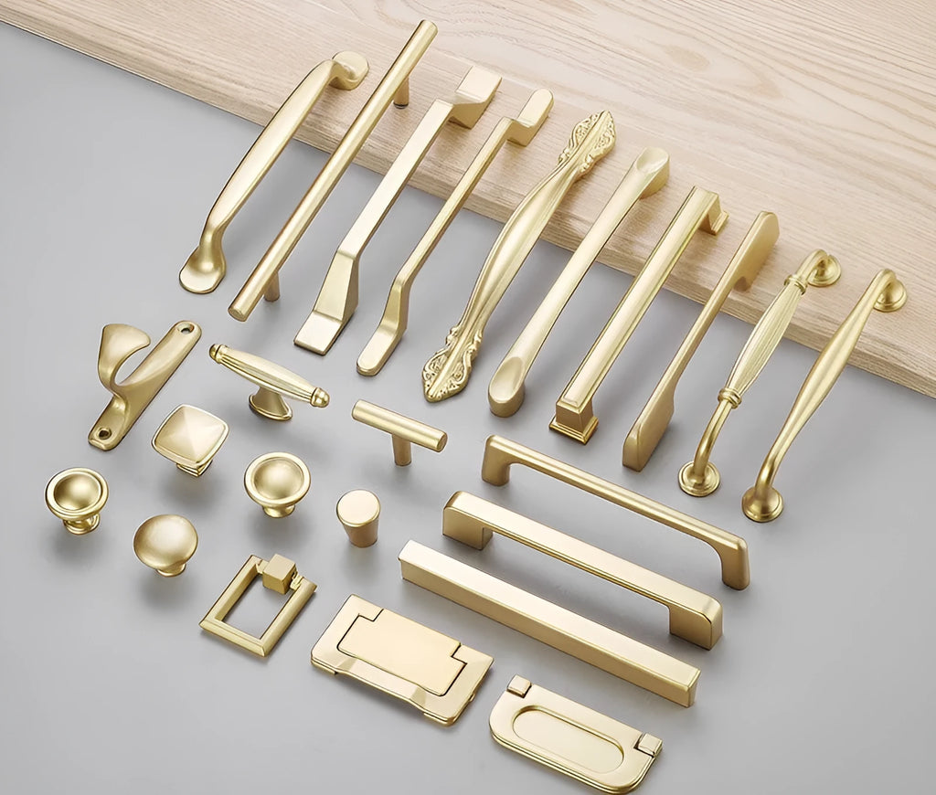 Gold T shape single hole cabinet handle with aluminium alloy construction