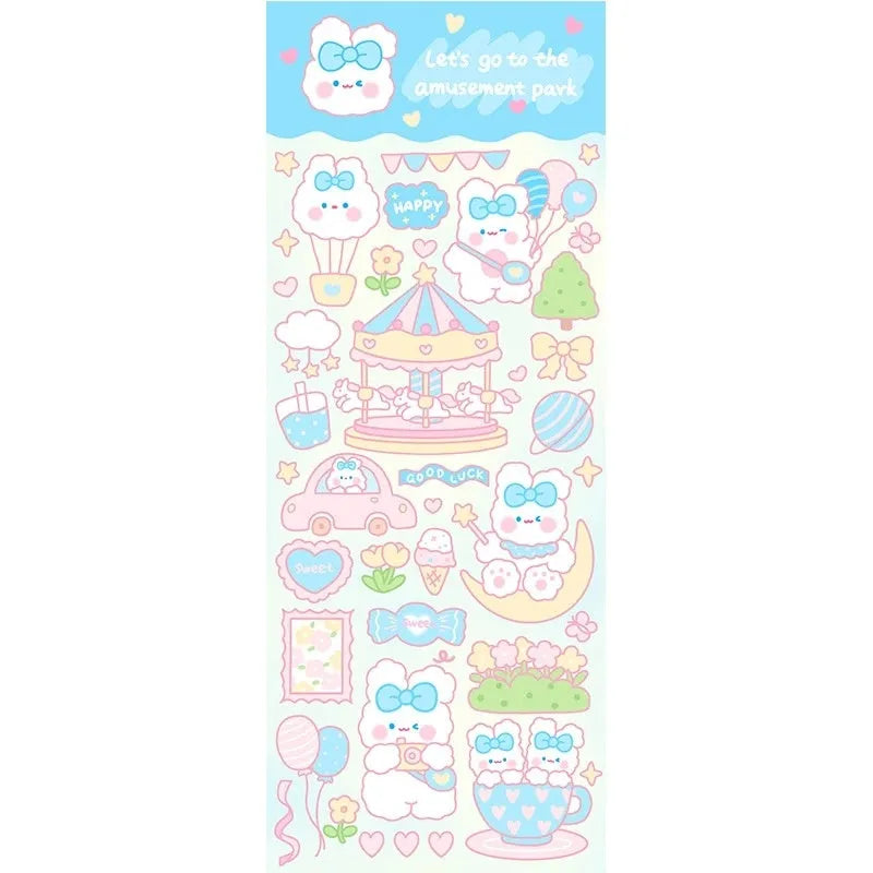 PVC waterproof cartoon style decorative sticker for notebooks and agendas