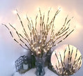 LED decorative tree lamp with plastic vase base and silver branches in warm white light