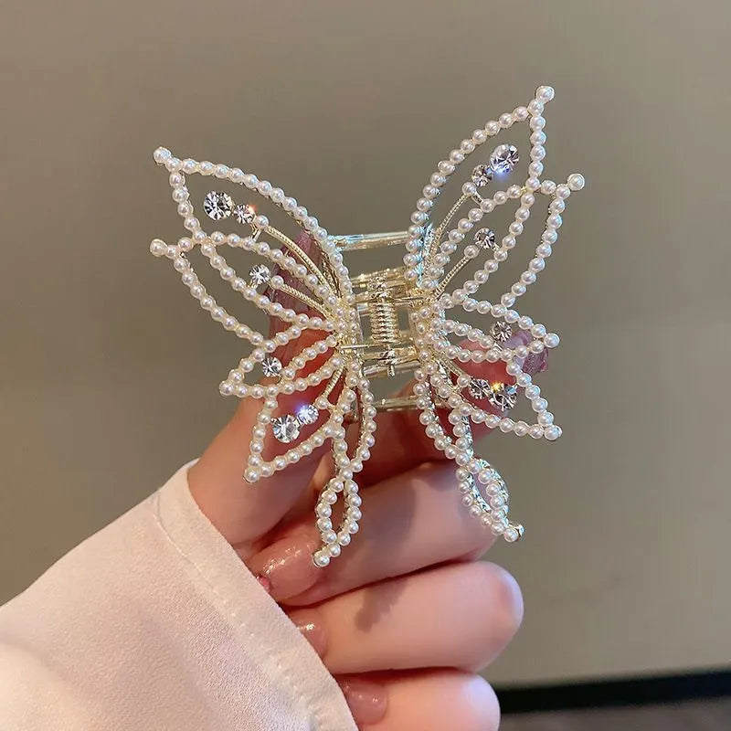 Butterfly design hair clip barrette with alloy construction and electroplating finish