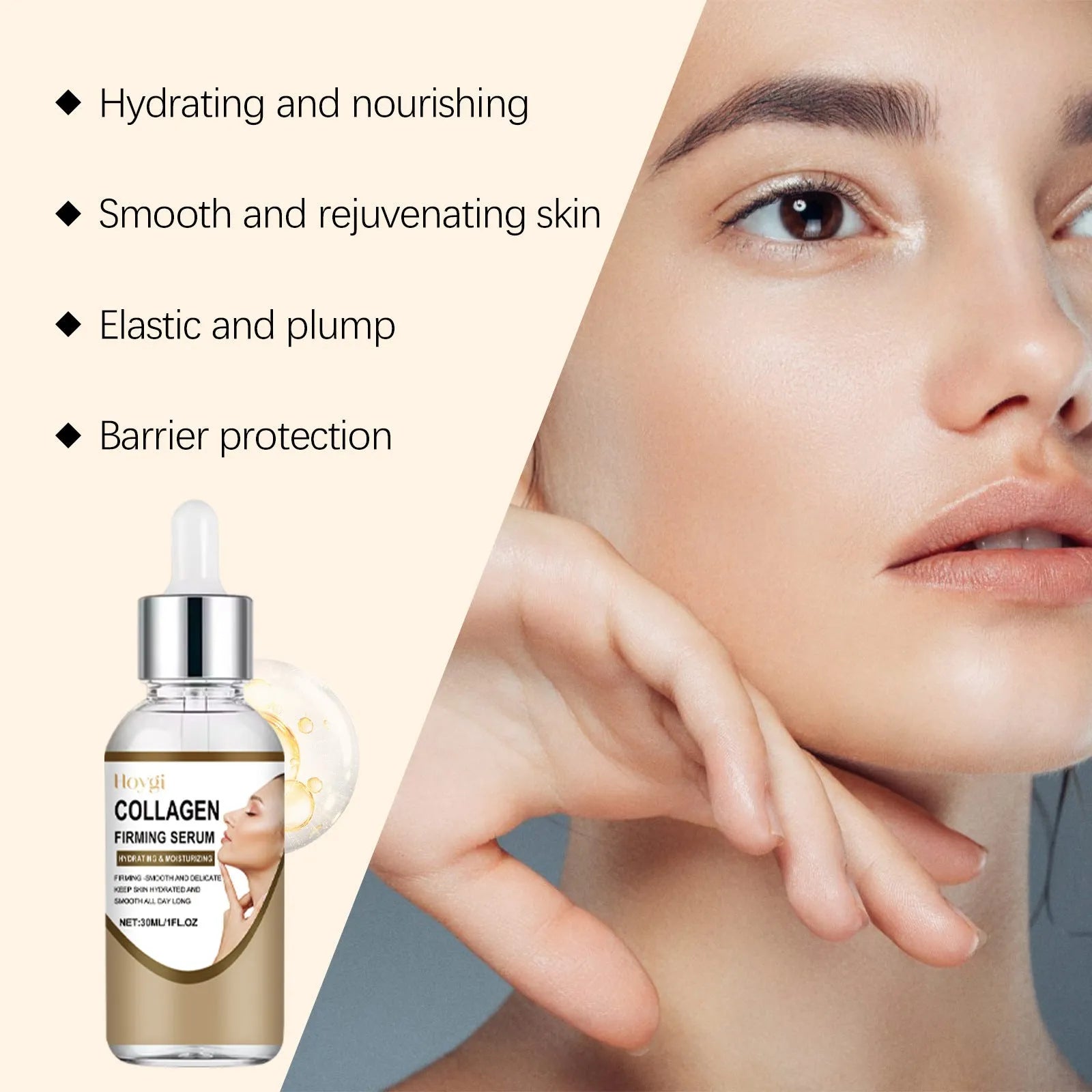 30ml collagen firming care solution bottle with clear gel formula