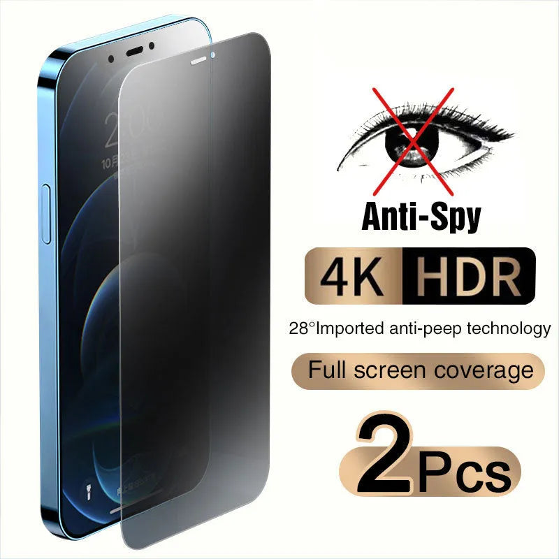 Tempered glass screen protector with anti-peeping technology for iPhone full screen protection