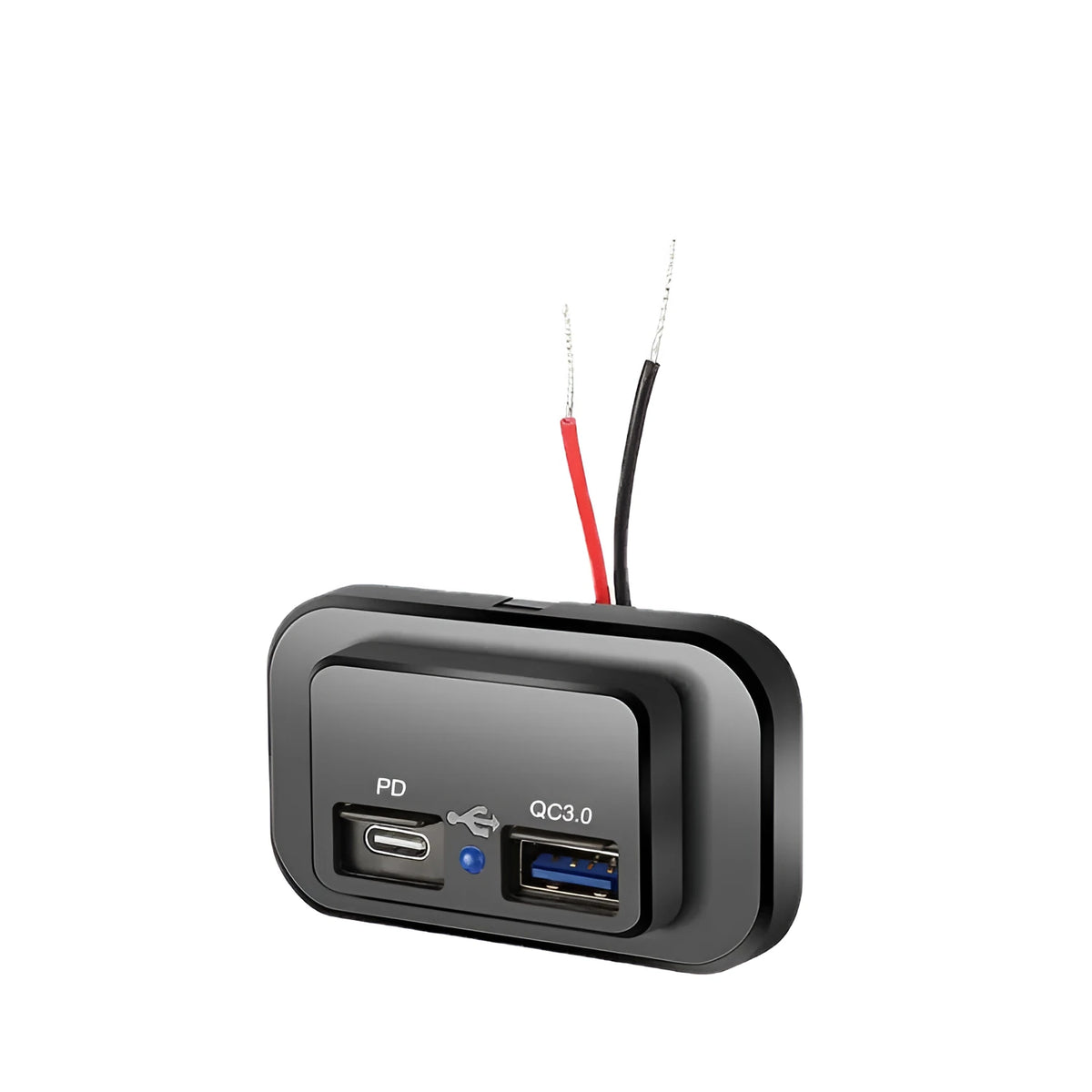 Black QC3.0 TYPE-C car charger with 36W fast charging output